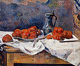 Table Paintings - Tomatoes and a Pewter Tankard on a Table by Paul Gauguin